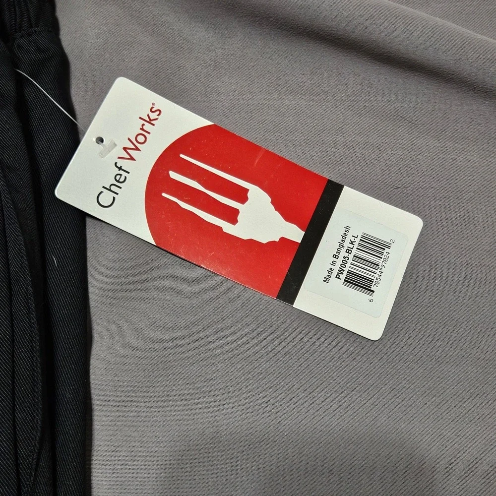 Chef Works Black Essential Baggy Chef Pants PW005-BLK-L Mens Large NWT